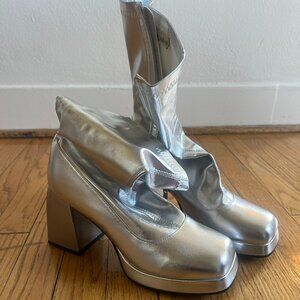 Silver Go Go Boots for Women (8.5 US)